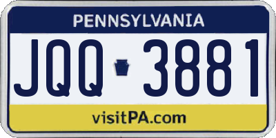 PA license plate JQQ3881