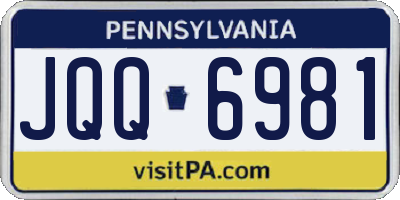 PA license plate JQQ6981