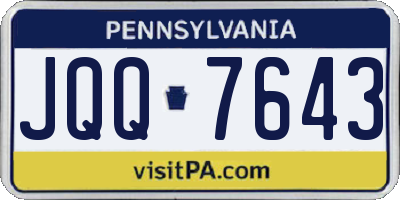 PA license plate JQQ7643