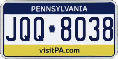 PA license plate JQQ8038