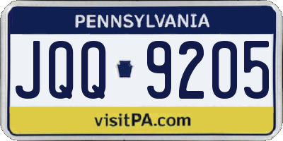 PA license plate JQQ9205