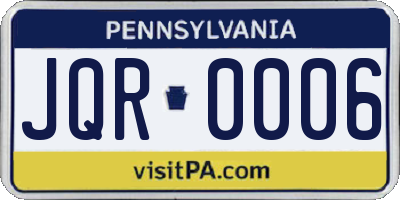 PA license plate JQR0006