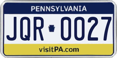PA license plate JQR0027