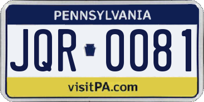 PA license plate JQR0081