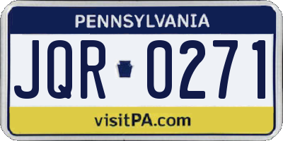 PA license plate JQR0271