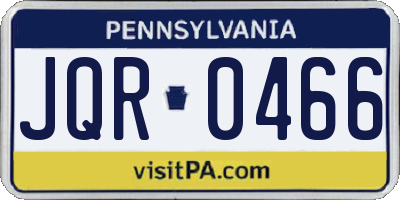 PA license plate JQR0466