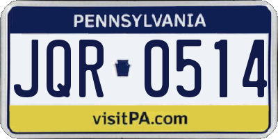 PA license plate JQR0514