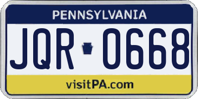PA license plate JQR0668