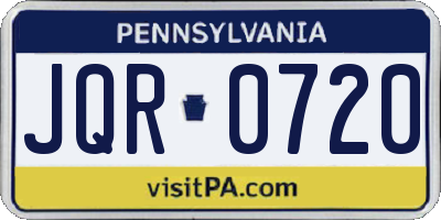 PA license plate JQR0720