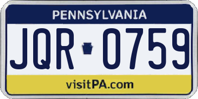 PA license plate JQR0759