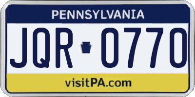 PA license plate JQR0770