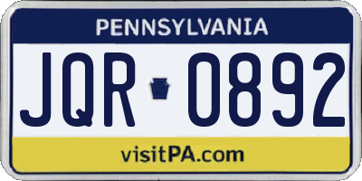 PA license plate JQR0892