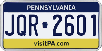 PA license plate JQR2601