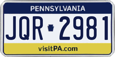 PA license plate JQR2981