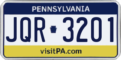 PA license plate JQR3201