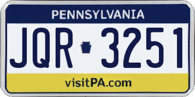 PA license plate JQR3251