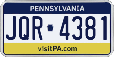 PA license plate JQR4381