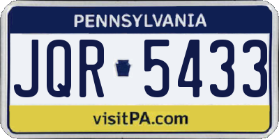 PA license plate JQR5433