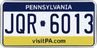 PA license plate JQR6013