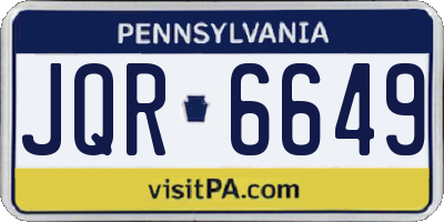 PA license plate JQR6649