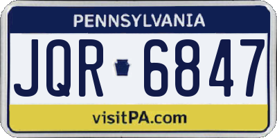 PA license plate JQR6847