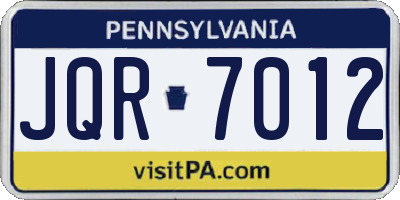 PA license plate JQR7012