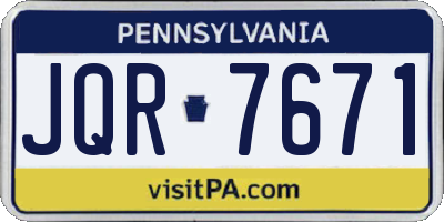 PA license plate JQR7671