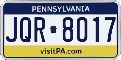 PA license plate JQR8017