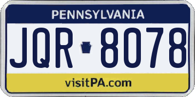 PA license plate JQR8078