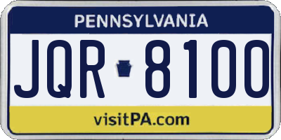 PA license plate JQR8100