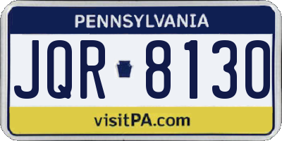 PA license plate JQR8130