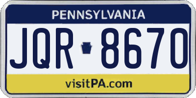 PA license plate JQR8670