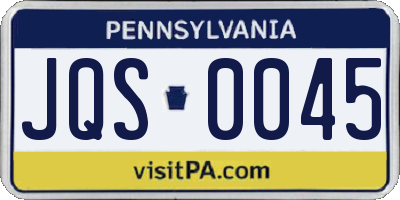 PA license plate JQS0045