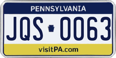 PA license plate JQS0063