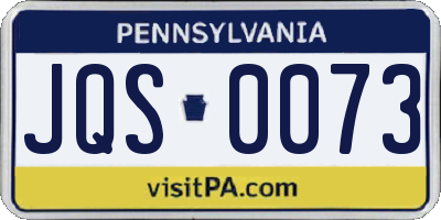 PA license plate JQS0073