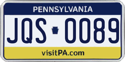 PA license plate JQS0089