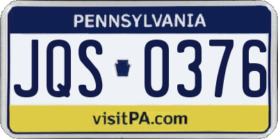 PA license plate JQS0376