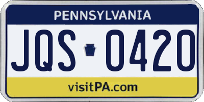 PA license plate JQS0420