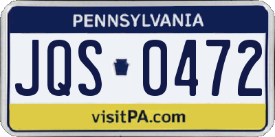 PA license plate JQS0472