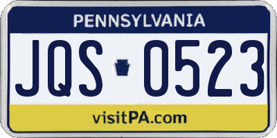 PA license plate JQS0523
