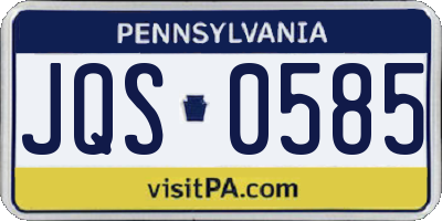 PA license plate JQS0585