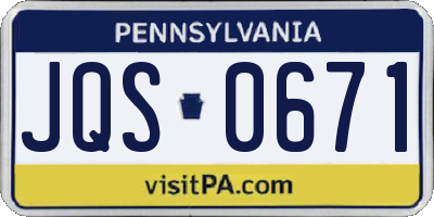 PA license plate JQS0671