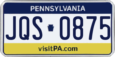 PA license plate JQS0875