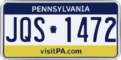 PA license plate JQS1472