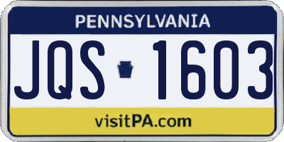 PA license plate JQS1603
