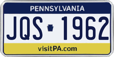 PA license plate JQS1962