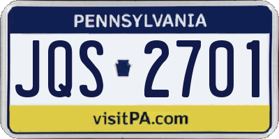 PA license plate JQS2701