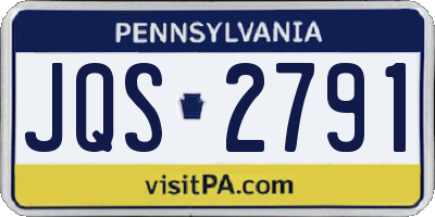 PA license plate JQS2791