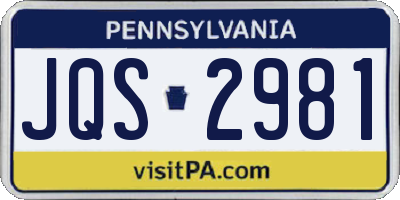 PA license plate JQS2981