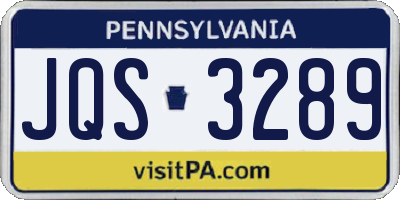 PA license plate JQS3289